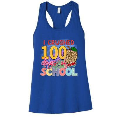 I Crushed 100 Days Of School Funny Apple Gift Women's Racerback Tank