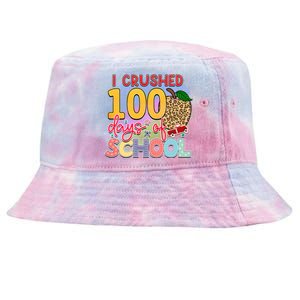 I Crushed 100 Days Of School Funny Apple Gift Tie-Dyed Bucket Hat