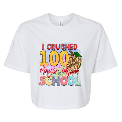 I Crushed 100 Days Of School Funny Apple Gift Bella+Canvas Jersey Crop Tee