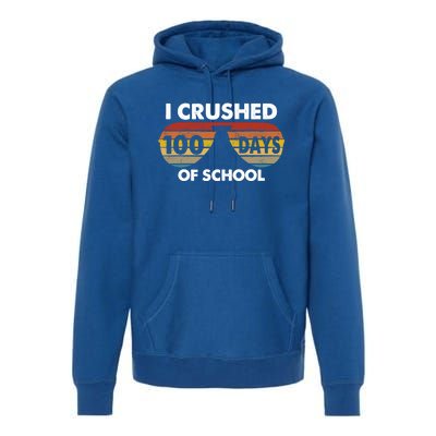 I Crushed 100 Days Of School Glasses Student Vintage Cute Gift Premium Hoodie