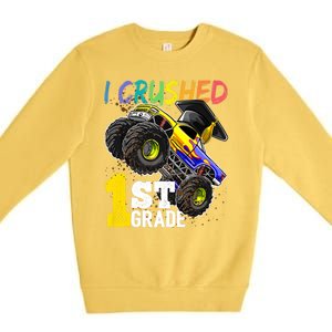 I Crushed 1st Grade Monster Truck Graduation Cap Premium Crewneck Sweatshirt