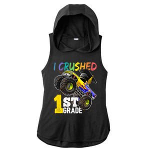 I Crushed 1st Grade Monster Truck Graduation Cap Ladies PosiCharge Tri-Blend Wicking Draft Hoodie Tank