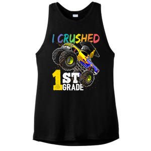 I Crushed 1st Grade Monster Truck Graduation Cap Ladies PosiCharge Tri-Blend Wicking Tank