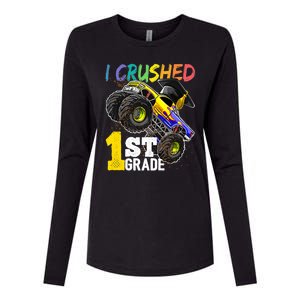 I Crushed 1st Grade Monster Truck Graduation Cap Womens Cotton Relaxed Long Sleeve T-Shirt