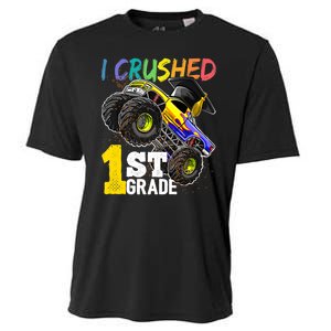 I Crushed 1st Grade Monster Truck Graduation Cap Cooling Performance Crew T-Shirt