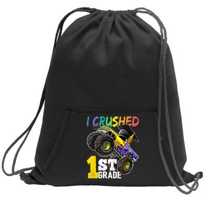 I Crushed 1st Grade Monster Truck Graduation Cap Sweatshirt Cinch Pack Bag