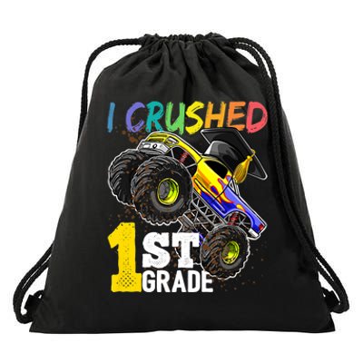 I Crushed 1st Grade Monster Truck Graduation Cap Drawstring Bag