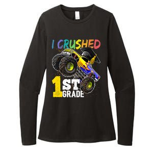 I Crushed 1st Grade Monster Truck Graduation Cap Womens CVC Long Sleeve Shirt