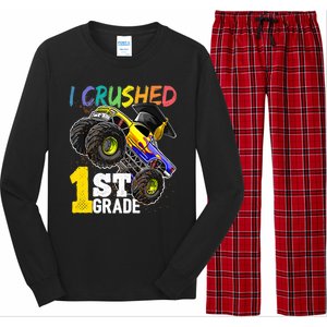 I Crushed 1st Grade Monster Truck Graduation Cap Long Sleeve Pajama Set