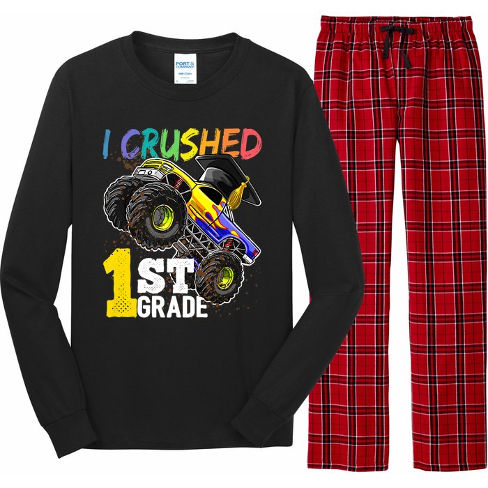 I Crushed 1st Grade Monster Truck Graduation Cap Long Sleeve Pajama Set