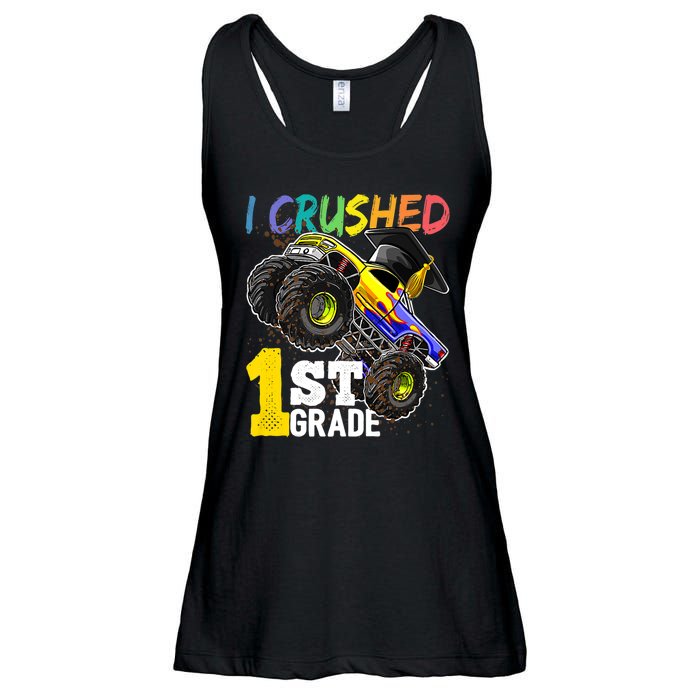 I Crushed 1st Grade Monster Truck Graduation Cap Ladies Essential Flowy Tank