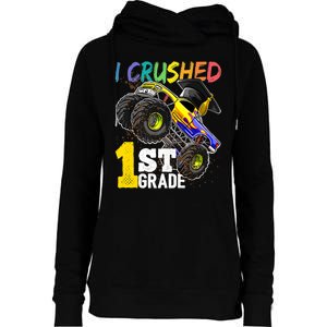 I Crushed 1st Grade Monster Truck Graduation Cap Womens Funnel Neck Pullover Hood