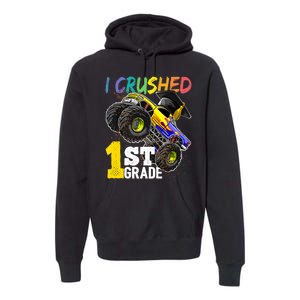 I Crushed 1st Grade Monster Truck Graduation Cap Premium Hoodie