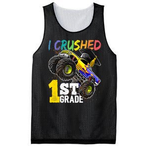 I Crushed 1st Grade Monster Truck Graduation Cap Mesh Reversible Basketball Jersey Tank