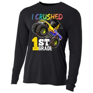 I Crushed 1st Grade Monster Truck Graduation Cap Cooling Performance Long Sleeve Crew