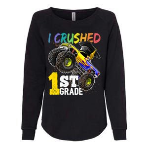 I Crushed 1st Grade Monster Truck Graduation Cap Womens California Wash Sweatshirt