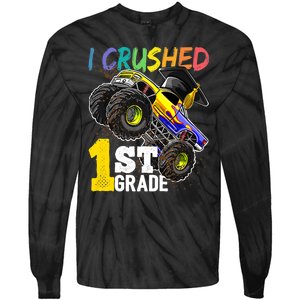 I Crushed 1st Grade Monster Truck Graduation Cap Tie-Dye Long Sleeve Shirt