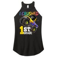 I Crushed 1st Grade Monster Truck Graduation Cap Women's Perfect Tri Rocker Tank