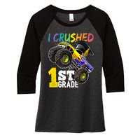 I Crushed 1st Grade Monster Truck Graduation Cap Women's Tri-Blend 3/4-Sleeve Raglan Shirt