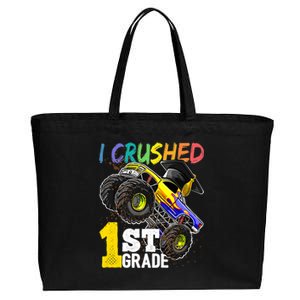 I Crushed 1st Grade Monster Truck Graduation Cap Cotton Canvas Jumbo Tote