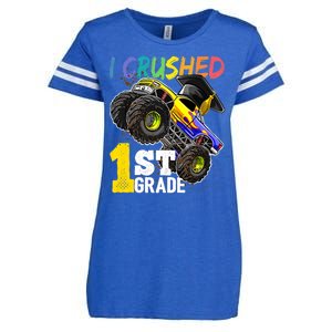 I Crushed 1st Grade Monster Truck Graduation Cap Enza Ladies Jersey Football T-Shirt