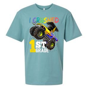 I Crushed 1st Grade Monster Truck Graduation Cap Sueded Cloud Jersey T-Shirt