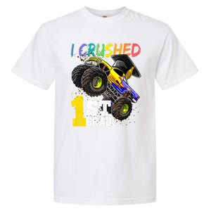 I Crushed 1st Grade Monster Truck Graduation Cap Garment-Dyed Heavyweight T-Shirt