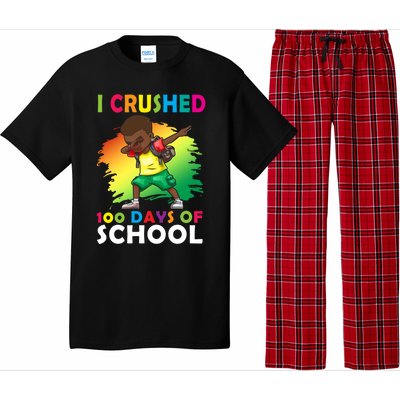 I Crushed 100 Days Of School Happy 100th Day Black Afro Funny Gift Pajama Set