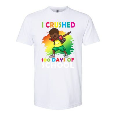 I Crushed 100 Days Of School Happy 100th Day Black Afro Funny Gift Softstyle® CVC T-Shirt