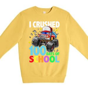 I Crushed 100 Days Of School Monster Truck Smarter Gift Premium Crewneck Sweatshirt