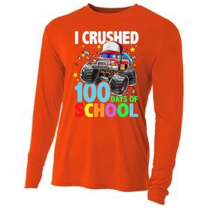 I Crushed 100 Days Of School Monster Truck Smarter Gift Cooling Performance Long Sleeve Crew