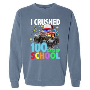 I Crushed 100 Days Of School Monster Truck Smarter Gift Garment-Dyed Sweatshirt