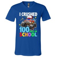 I Crushed 100 Days Of School Monster Truck Smarter Gift V-Neck T-Shirt