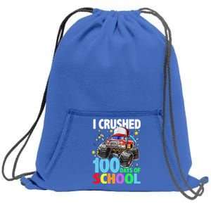 I Crushed 100 Days Of School Monster Truck Smarter Gift Sweatshirt Cinch Pack Bag