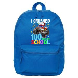 I Crushed 100 Days Of School Monster Truck Smarter Gift 16 in Basic Backpack