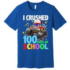 I Crushed 100 Days Of School Monster Truck Smarter Gift Premium T-Shirt