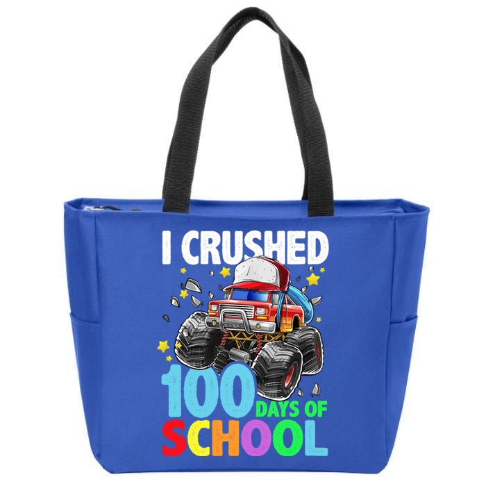 I Crushed 100 Days Of School Monster Truck Smarter Gift Zip Tote Bag