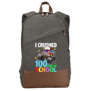 I Crushed 100 Days Of School Monster Truck Smarter Gift Cotton Canvas Backpack