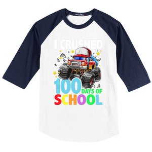 I Crushed 100 Days Of School Monster Truck Smarter Gift Baseball Sleeve Shirt