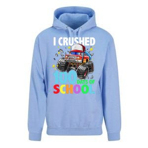 I Crushed 100 Days Of School Monster Truck Smarter Gift Unisex Surf Hoodie