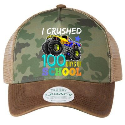 I Crushed 100 Days Of School Monster Truck 100th Day Gift Legacy Tie Dye Trucker Hat