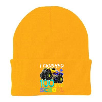 I Crushed 100 Days Of School Monster Truck 100th Day Gift Knit Cap Winter Beanie