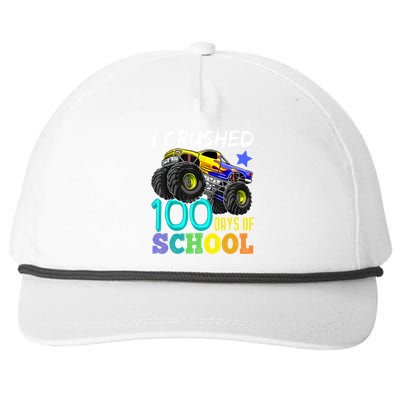 I Crushed 100 Days Of School Monster Truck 100th Day Gift Snapback Five-Panel Rope Hat