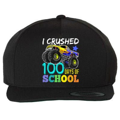 I Crushed 100 Days Of School Monster Truck 100th Day Gift Wool Snapback Cap