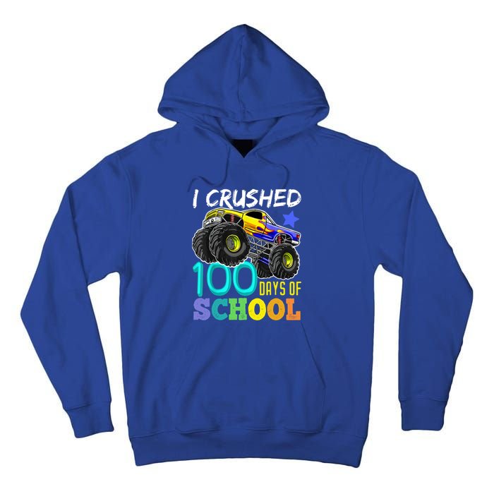 I Crushed 100 Days Of School Monster Truck 100th Day Gift Tall Hoodie