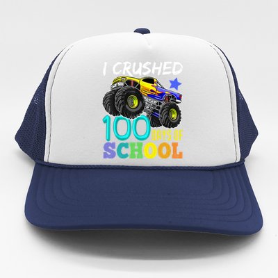 I Crushed 100 Days Of School Monster Truck 100th Day Gift Trucker Hat