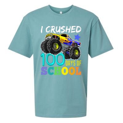 I Crushed 100 Days Of School Monster Truck 100th Day Gift Sueded Cloud Jersey T-Shirt