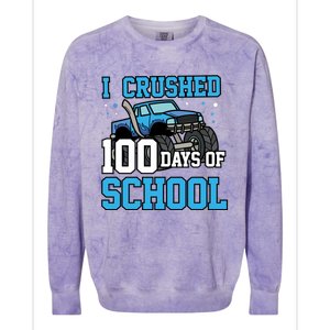 I Crushed 100 Days Of School Monster Truck Gift Colorblast Crewneck Sweatshirt