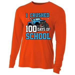 I Crushed 100 Days Of School Monster Truck Gift Cooling Performance Long Sleeve Crew