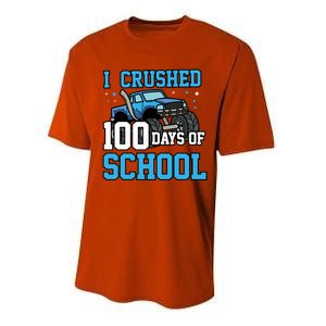 I Crushed 100 Days Of School Monster Truck Gift Performance Sprint T-Shirt